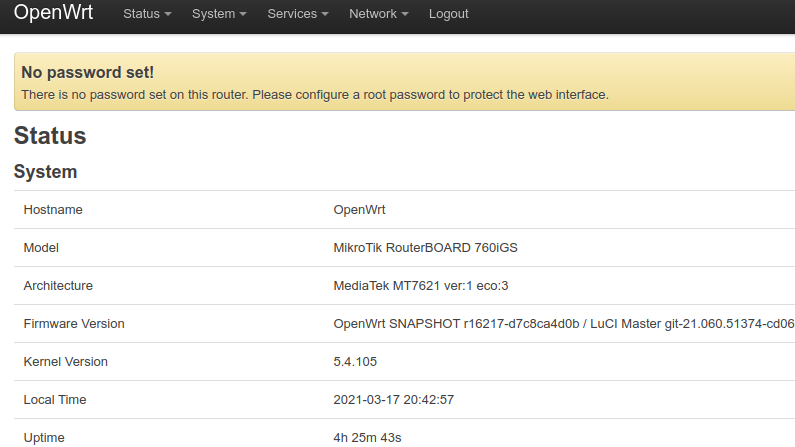 OpenWRT Connector Install 1 OpenWRT Login LUCI