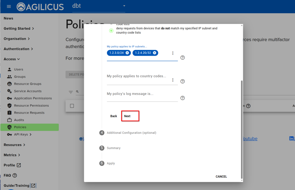 Policy-Based Access Control by Subnet: This diagram illustrates a network security architecture where access to resources is controlled based on the originating subnet of the request. It shows various subnets (e.g., Subnet A, Subnet B) attempting to access a protected resource, with a policy engine evaluating the request based on the subnet and associated policies. Successful access is granted only when the subnet meets the defined policy criteria, enhancing security and network segmentation.
