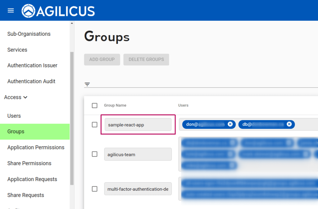 Sample React Application 11 New Application: Groups