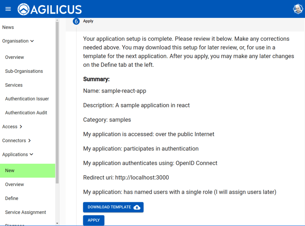 Sample React Application 9 New Application: Apply