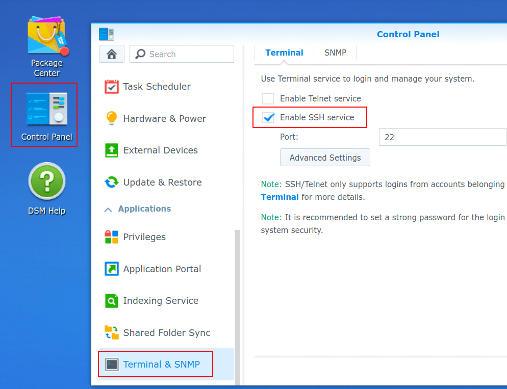 Synology Connector Install 2 Synology SSH Enable